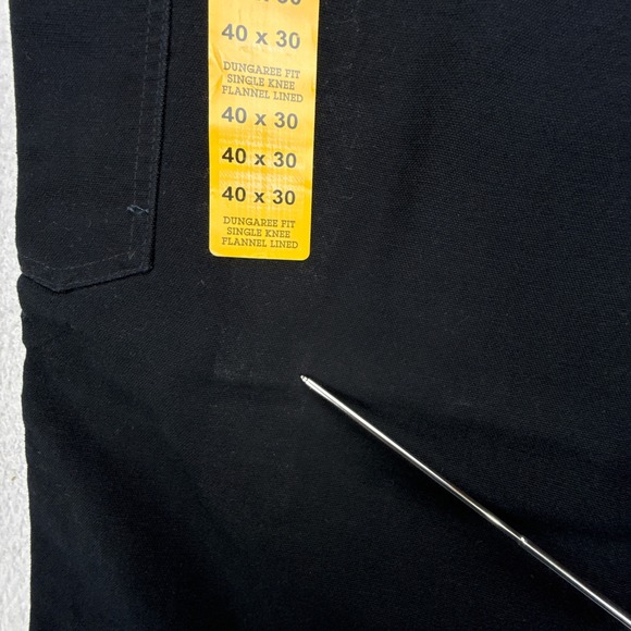 Carhartt B111 BLK Washed Duck Work Dungaree Flannel Lined Pants Black 40x30 NWT - Picture 11 of 11